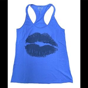 New Women shirt Light blue No sleeves Lips